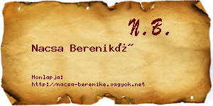 Nacsa Bereniké névjegykártya